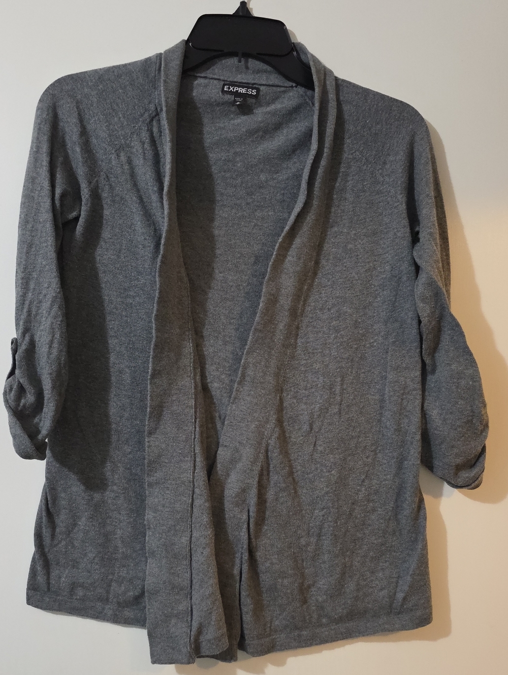 Express Gray Open-Front Draped Cardigan And Linene Blend Sailer Shorts Bundle
